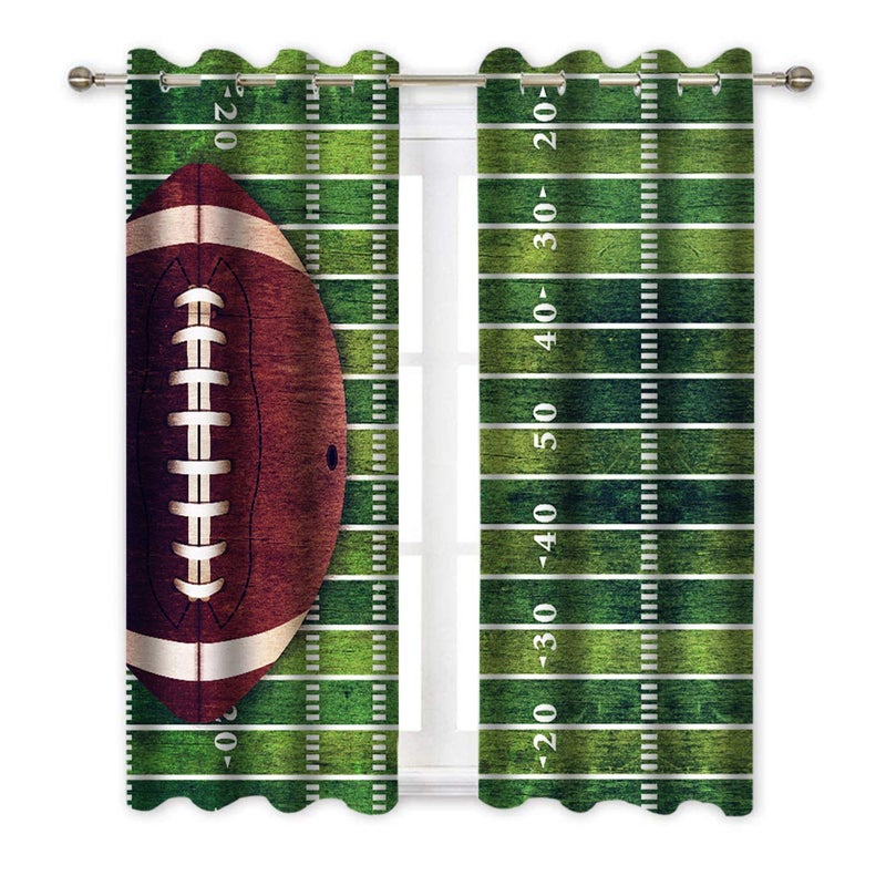 Q.H QH American Football Theme Curtains - Blackout, Thermal Insulated, Light Blocking, 42W x 84L inch (Set of 2 Panels) - Image 3